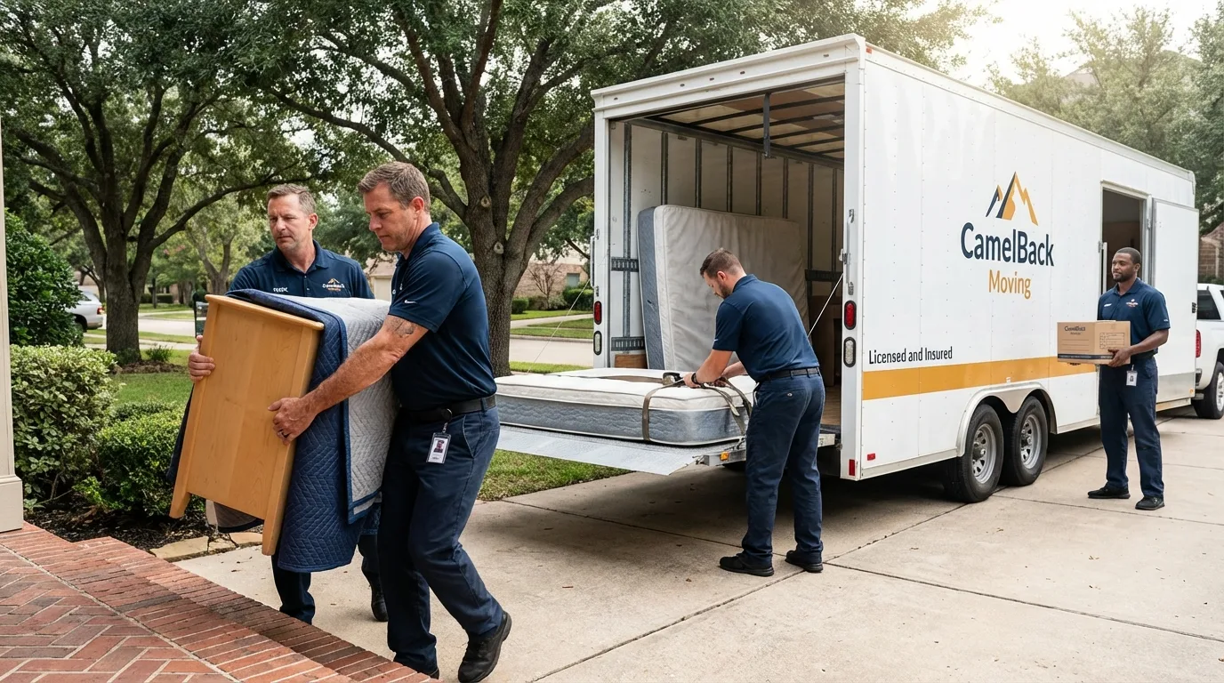 Crew loading residential truck for cross-state move from Piermont, NY