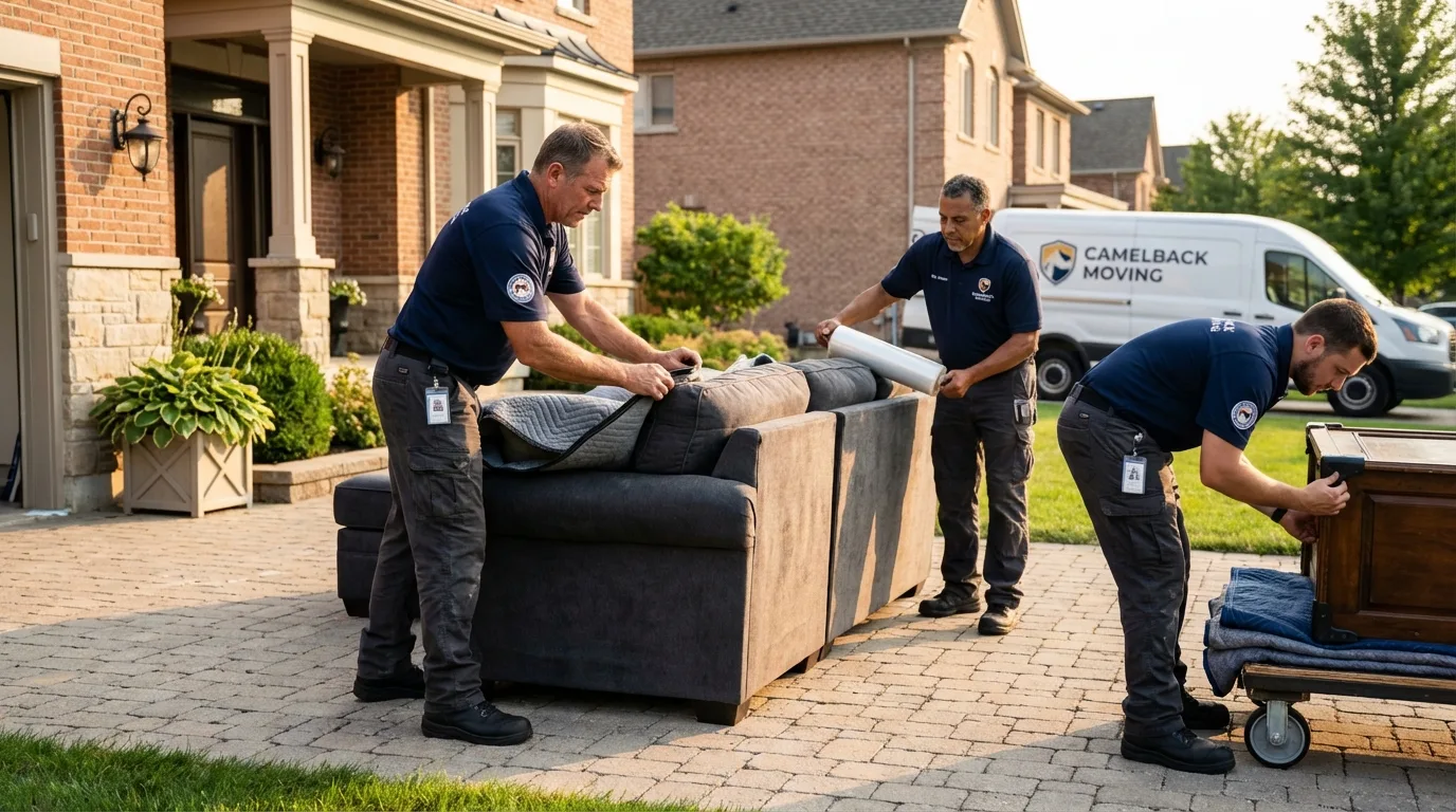 Large estate moving crew wrapping furniture in Piermont, NY